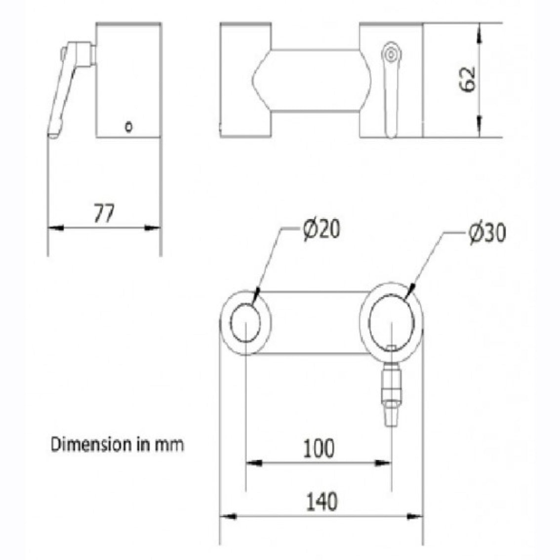 Artnr: 64-00-00 , Förlängt monteringsfäste Ø30X20 mm